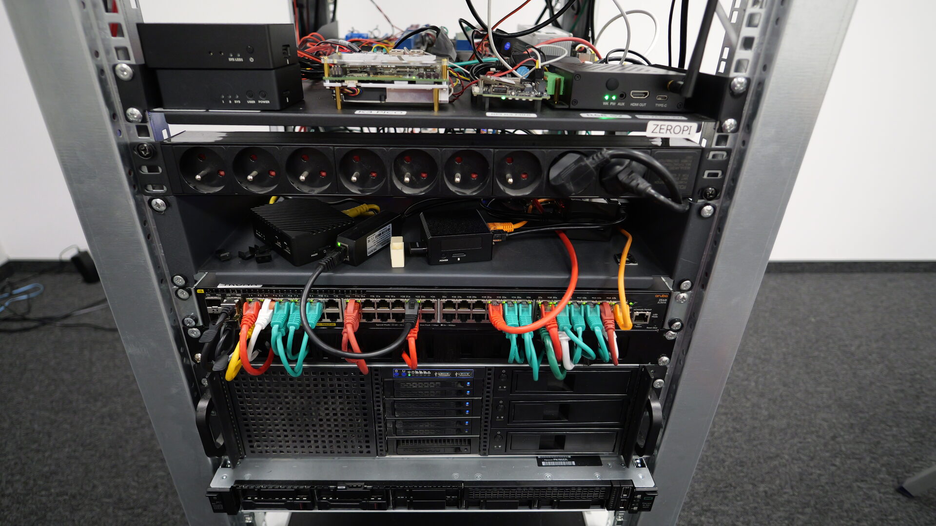 Switching and server tier: managed switch, PDUs and build servers
